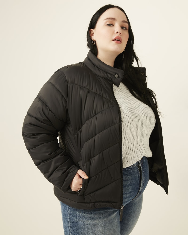 Front of plus size Tracey Starburst Packable Jacket by Marc NY | Dia&Co | dia_product_style_image_id:171457